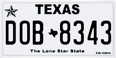 TX license plate DOB8343