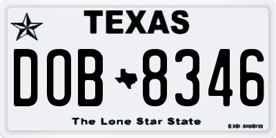 TX license plate DOB8346