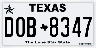 TX license plate DOB8347