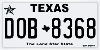 TX license plate DOB8368
