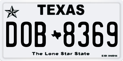 TX license plate DOB8369