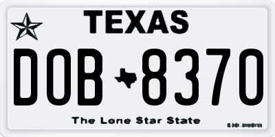 TX license plate DOB8370