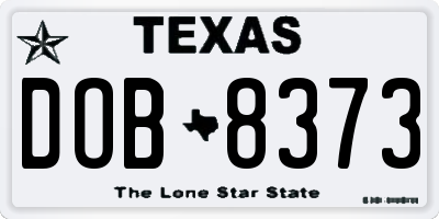 TX license plate DOB8373