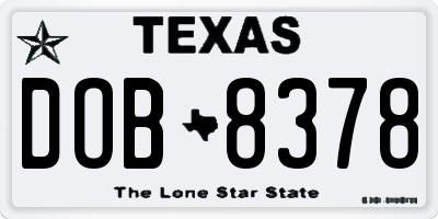 TX license plate DOB8378