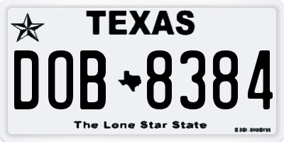 TX license plate DOB8384