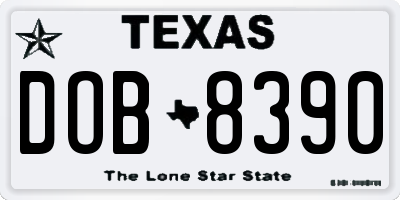 TX license plate DOB8390