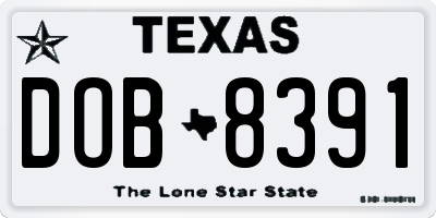 TX license plate DOB8391
