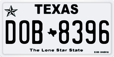 TX license plate DOB8396