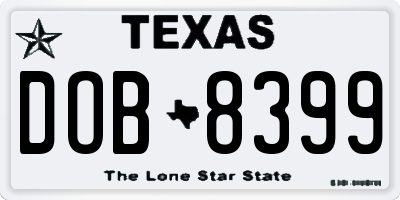 TX license plate DOB8399