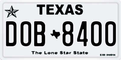 TX license plate DOB8400