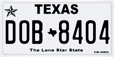 TX license plate DOB8404