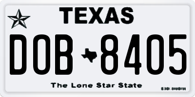 TX license plate DOB8405