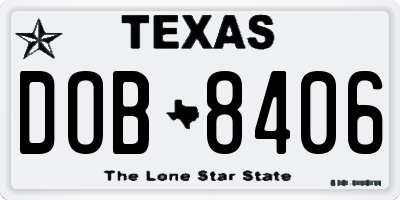 TX license plate DOB8406