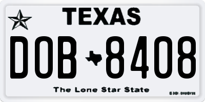 TX license plate DOB8408