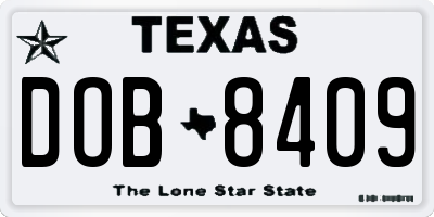 TX license plate DOB8409