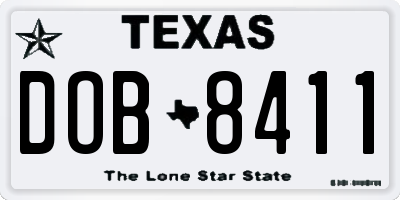 TX license plate DOB8411