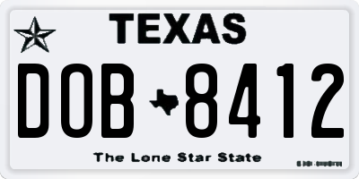 TX license plate DOB8412