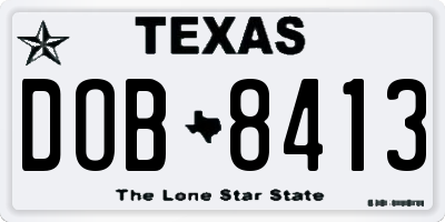 TX license plate DOB8413