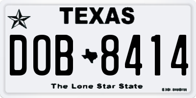 TX license plate DOB8414