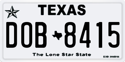 TX license plate DOB8415