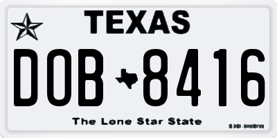 TX license plate DOB8416