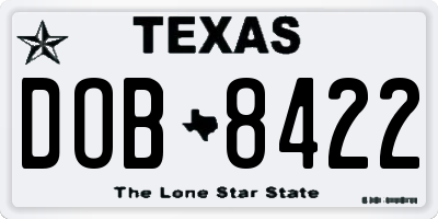 TX license plate DOB8422