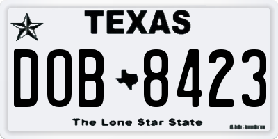 TX license plate DOB8423