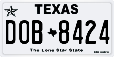 TX license plate DOB8424