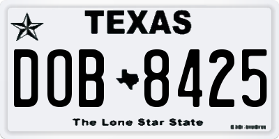 TX license plate DOB8425