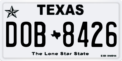 TX license plate DOB8426