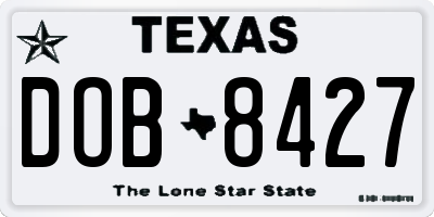 TX license plate DOB8427