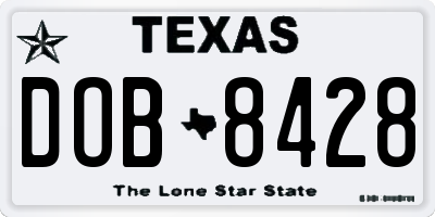 TX license plate DOB8428