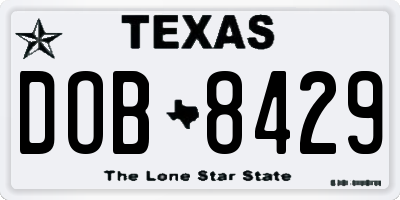 TX license plate DOB8429