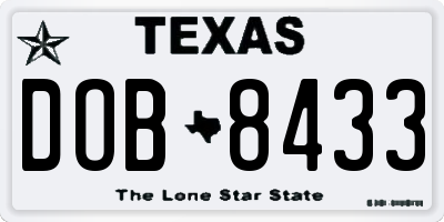 TX license plate DOB8433
