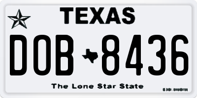 TX license plate DOB8436