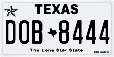 TX license plate DOB8444