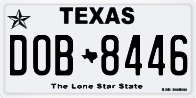 TX license plate DOB8446