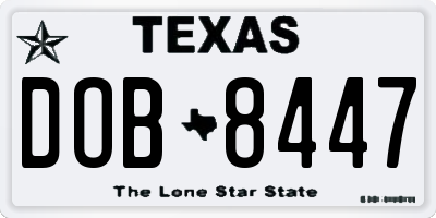 TX license plate DOB8447