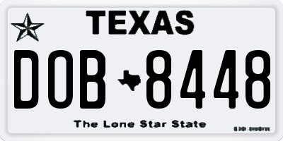 TX license plate DOB8448