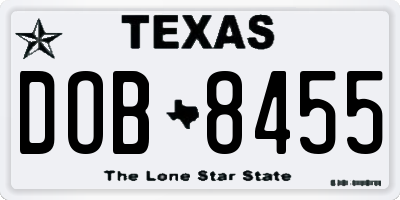 TX license plate DOB8455