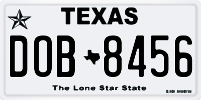 TX license plate DOB8456