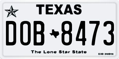 TX license plate DOB8473