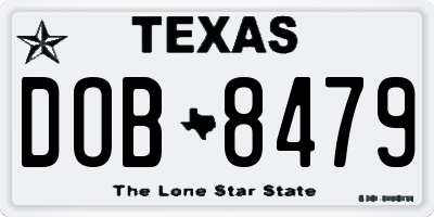 TX license plate DOB8479