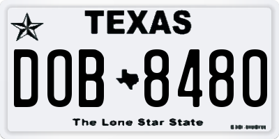 TX license plate DOB8480
