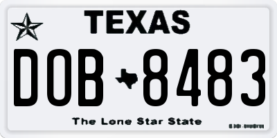 TX license plate DOB8483