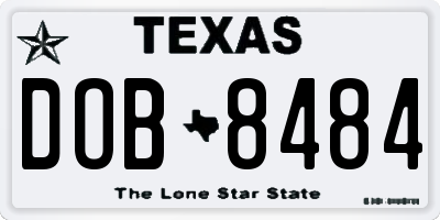 TX license plate DOB8484