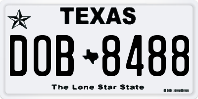 TX license plate DOB8488