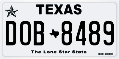 TX license plate DOB8489