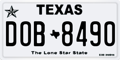 TX license plate DOB8490