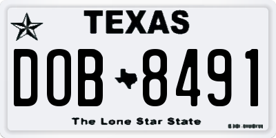 TX license plate DOB8491